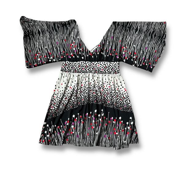 Vintage Y2k Tibi New York Kimono Sleeve Floral Fit and Flare Dress Sz L - Picture 5 of 8